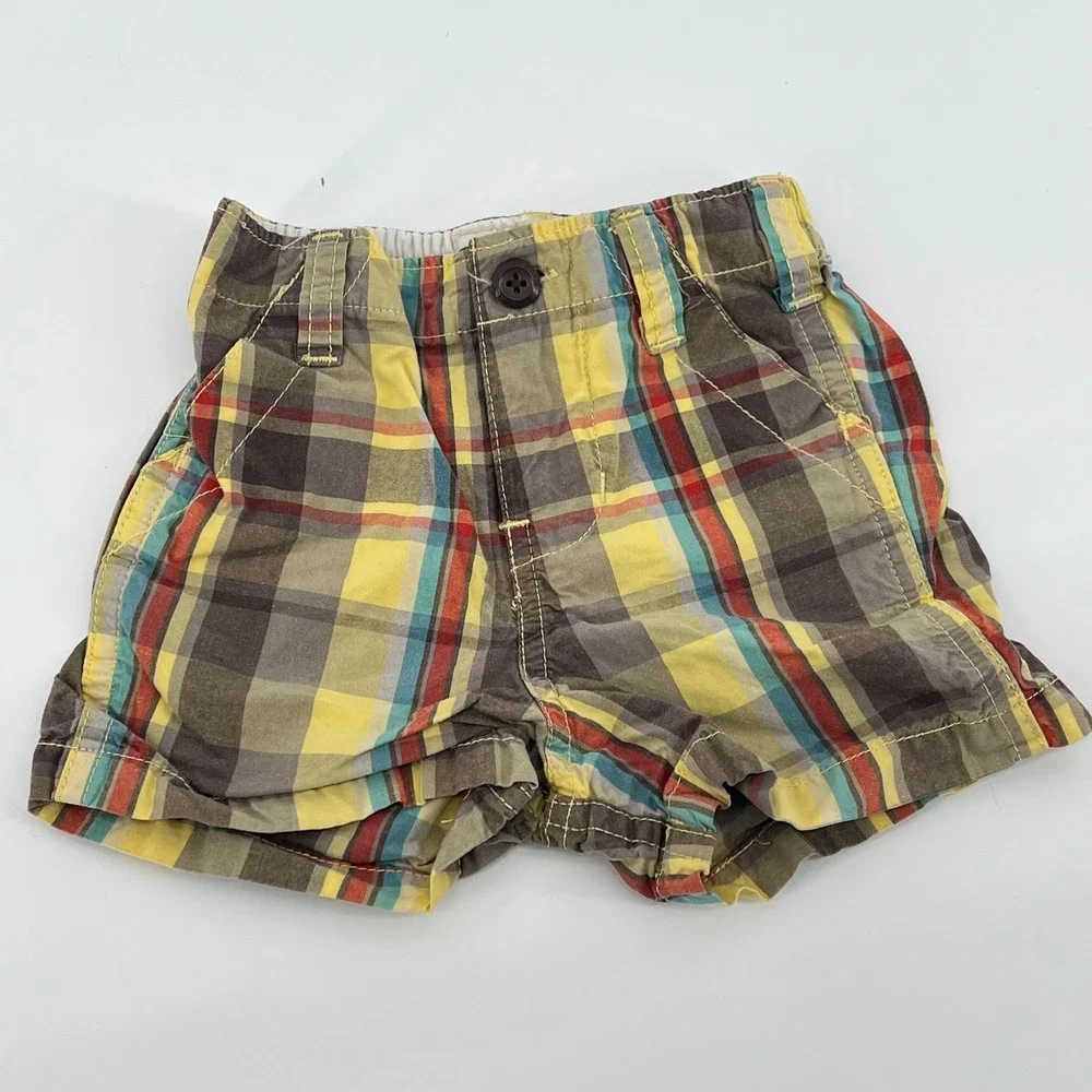 OshKosh Bgosh Baby Boys Plaid Cargo Shorts‎ Multi Color Cotton 12 Months Y2K